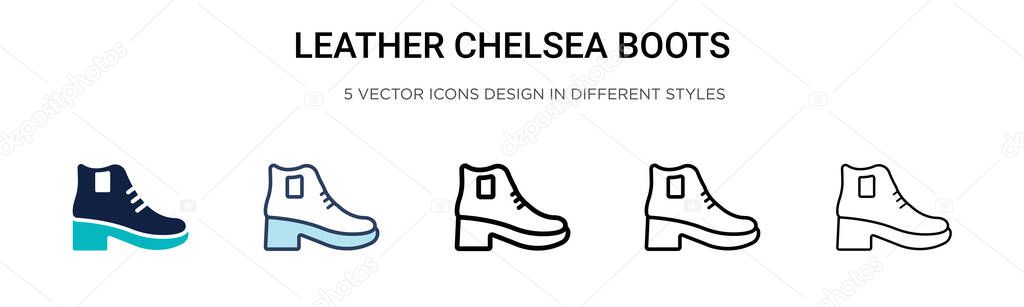 Leather chelsea boots icon in filled, thin line, outline and stroke style. Vector illustration of two colored and black leather chelsea boots vector icons designs can be used for mobile, ui, web