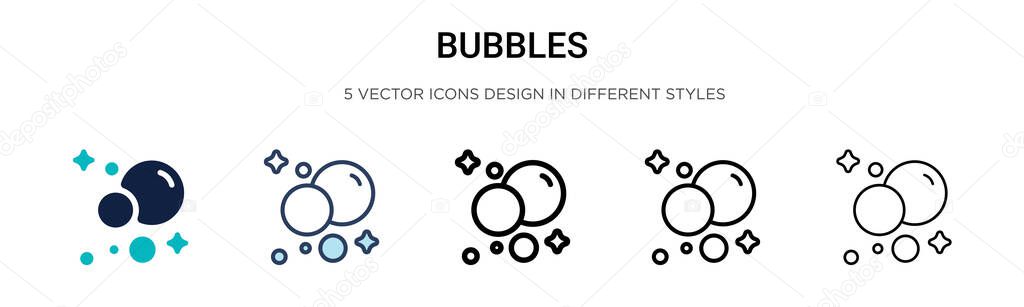 Bubbles icon in filled, thin line, outline and stroke style. Vector illustration of two colored and black bubbles vector icons designs can be used for mobile, ui, web