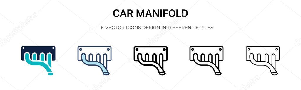 Car manifold icon in filled, thin line, outline and stroke style. Vector illustration of two colored and black car manifold vector icons designs can be used for mobile, ui, web