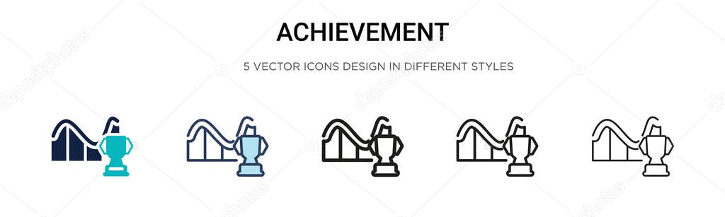 Achievement icon in filled, thin line, outline and stroke style. Vector illustration of two colored and black achievement vector icons designs can be used for mobile, ui, web