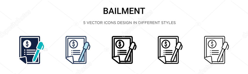 Bailment icon in filled, thin line, outline and stroke style. Vector illustration of two colored and black bailment vector icons designs can be used for mobile, ui, web