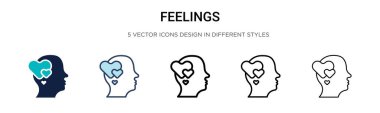 Duyguların simgesi dolu, ince çizgi, özet ve vuruş tarzında. İki renkli ve siyah duygu vektör ikonu tasarımının vektör illüstrasyonu mobil, ui, web için kullanılabilir
