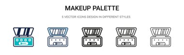 Makyaj paleti simgesi dolu, ince çizgi, özet ve vuruş stili. Mobil, ui, web için iki renkli ve siyah makyaj palet vektör simgesi tasarımı vektör illüstrasyonu kullanılabilir