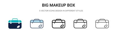 Büyük makyaj kutusu simgesi doldurulmuş, ince çizgi, özet ve vuruş stili. Mobil, ui, web için iki renkli ve siyah makyaj kutusu vektör ikonu tasarımının vektör illüstrasyonu kullanılabilir