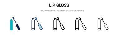 Dudak parlatıcısı simgesi doldurulmuş, ince çizgi, ana hatlar ve vuruş stili. Mobil, ui, web için iki renkli ve siyah dudak parlatıcı vektör ikonu tasarımı vektör illüstrasyonu kullanılabilir