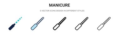 Manikür ikonu dolu, ince çizgi, özet ve vuruş stili. Mobil, ui, web için iki renkli ve siyah manikür vektör ikonu tasarımı vektör illüstrasyonu kullanılabilir