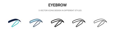 Kaş ikonu dolu, ince çizgi, ana hatlar ve vuruş stili. Mobil, ui, web için iki renkli ve siyah kaş vektör ikonu tasarımı vektör illüstrasyonu kullanılabilir