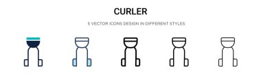 Curler simgesi doldurulmuş, ince çizgi, özet ve vuruş stili. Mobil, ui, web için iki renkli ve siyah curler vektör ikonu tasarımı vektör illüstrasyonu kullanılabilir