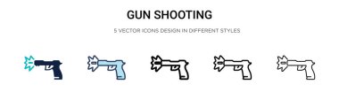 Silah çekme ikonu doldurulmuş, ince çizgi, dış hatlar ve vuruş stili. Mobil, ui, web için iki renkli ve siyah silah ateşleme vektör ikonu tasarımı vektör illüstrasyonu kullanılabilir