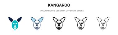 Kanguru ikonu dolu, ince çizgi, özet ve vuruş stili. Mobil, ui, web için iki renkli ve siyah kanguru vektör ikonu tasarımı vektör illüstrasyonu kullanılabilir