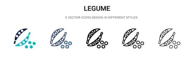 Dopdolu, ince çizgi, ana hatlar ve vuruş stili olarak legume simgesi. İki renkli ve siyah legume vektör simgesi tasarımı mobil, ui, web için kullanılabilir