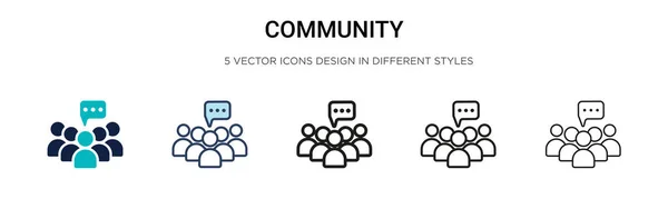 Icono Comunidad Línea Llena Delgada Contorno Estilo Trazo Ilustración Vectorial — Archivo Imágenes Vectoriales