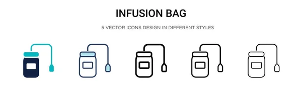 Icono Bolsa Infusión Línea Llena Delgada Contorno Estilo Trazo Ilustración — Archivo Imágenes Vectoriales