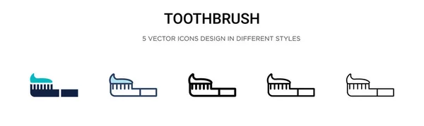 Иконка Зубной Щетки Заполненной Тонкой Линии Контур Стиль Штриха Векторная — стоковый вектор