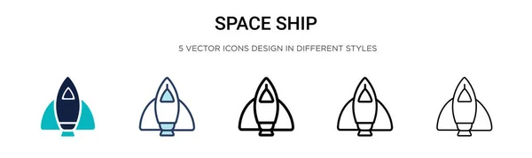 stock vector Space ship icon in filled, thin line, outline and stroke style. Vector illustration of two colored and black space ship vector icons designs can be used for mobile, ui, web