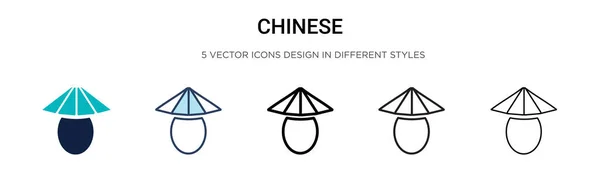 中文图标为填充型 细线型 轮廓型和笔划型 两种彩色和黑色中文矢量图标设计的矢量图形可用于移动 Web — 图库矢量图片