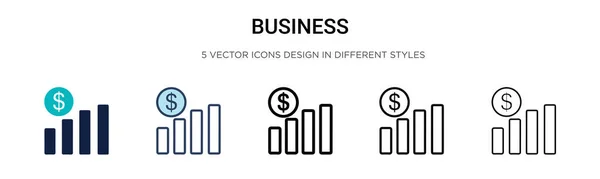 Ícone Negócios Cheio Linha Fina Contorno Estilo Curso Ilustração Vetorial —  Vetores de Stock