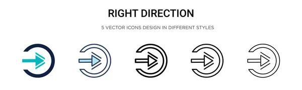 Icono Dirección Correcta Línea Llena Delgada Contorno Estilo Trazo Ilustración — Archivo Imágenes Vectoriales