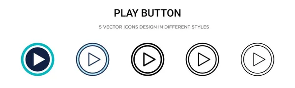 Play Symbol Gefüllter Dünner Linie Umriss Und Strichstil Vektor Illustration — Stockvektor