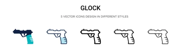 Ikona Glock Vyplněném Tenkém Řádku Obrysu Stylu Tahu Vektorové Ilustrace — Stockový vektor