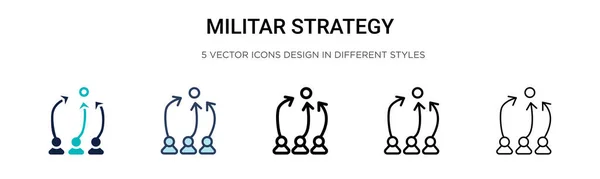 Militar Strategi Symbol För Person Ikon Fylld Tunn Linje Kontur — Stock vektor