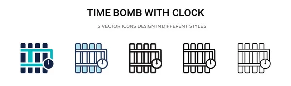 시한폭탄 아이콘 스트로크 스타일 아이콘 과검은 폭탄에 삽화는 모바일 수있다 — 스톡 벡터