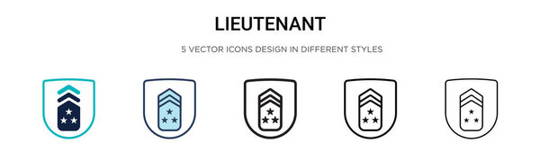 Lieutenant icon in filled, thin line, outline and stroke style. Vector illustration of two colored and black lieutenant vector icons designs can be used for mobile, ui, web