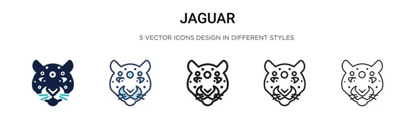 Icono Jaguar Línea Llena Delgada Contorno Estilo Trazo Ilustración Vectorial — Vector de stock