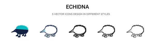 Иконка Echidna Заполнена Тонкая Линия Контур Стиль Штриха Векторная Иллюстрация — стоковый вектор
