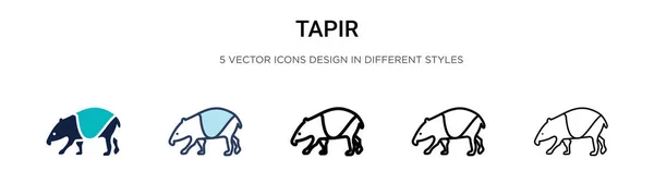 Иконка Tapir Заполненная Тонкая Линия Контур Стиль Штриха Векторная Иллюстрация — стоковый вектор