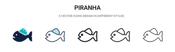 Пиранья Иконка Заполненной Тонкой Линии Контур Стиль Штриха Векторная Иллюстрация — стоковый вектор