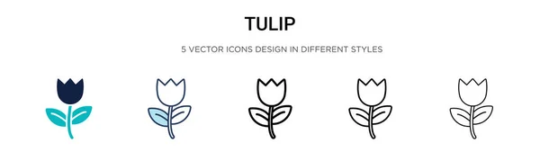 Icône Tulipe Ligne Fine Remplie Contour Style Trait Illustration Vectorielle — Image vectorielle