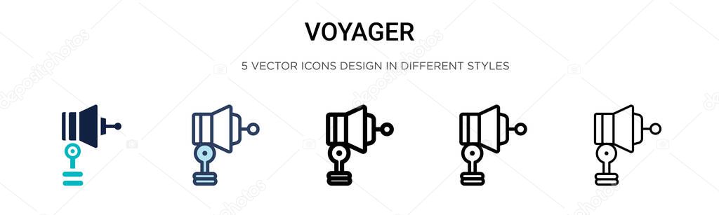 Voyager icon in filled, thin line, outline and stroke style. Vector illustration of two colored and black voyager vector icons designs can be used for mobile, ui, web