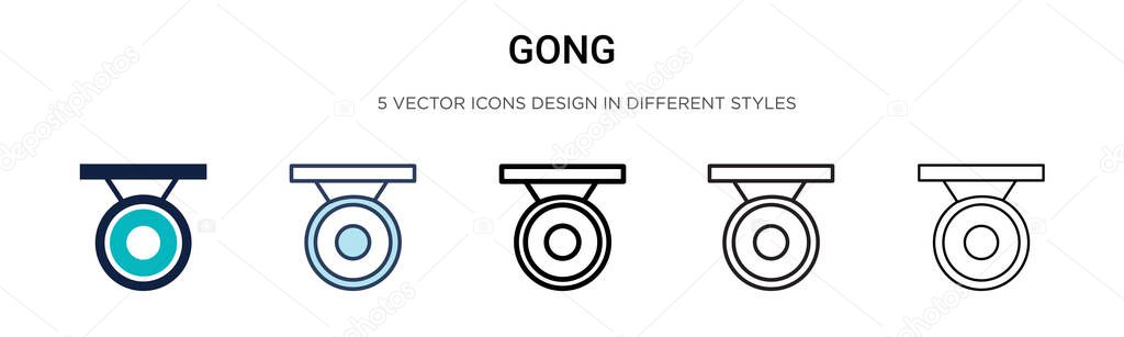 Gong icon in filled, thin line, outline and stroke style. Vector illustration of two colored and black gong vector icons designs can be used for mobile, ui, web