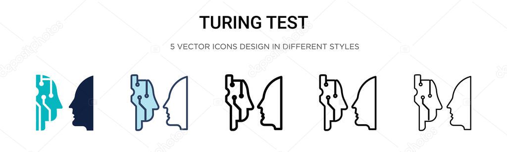 Turing test icon in filled, thin line, outline and stroke style. Vector illustration of two colored and black turing test vector icons designs can be used for mobile, ui, web