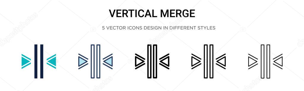 Vertical merge icon in filled, thin line, outline and stroke style. Vector illustration of two colored and black vertical merge vector icons designs can be used for mobile, ui, web