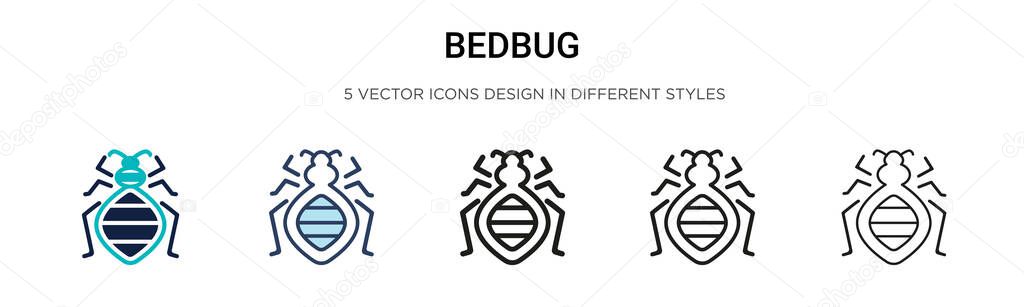 Bedbug icon in filled, thin line, outline and stroke style. Vector illustration of two colored and black bedbug vector icons designs can be used for mobile, ui, web