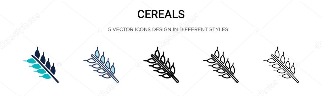 Cereals icon in filled, thin line, outline and stroke style. Vector illustration of two colored and black cereals vector icons designs can be used for mobile, ui, web