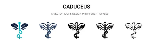 Значок Caduceus Заполнен Тонкая Линия Контур Стиль Штриха Векторная Иллюстрация — стоковый вектор