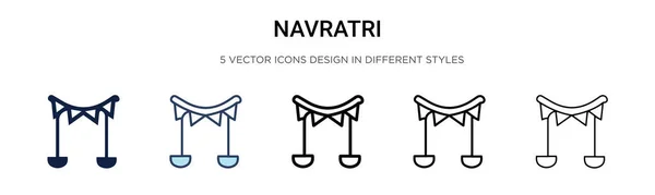 Значок Навратри Заполненным Тонким Штрихом Контуром Мазком Векторная Иллюстрация Двух — стоковый вектор