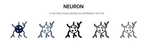 Icono Neurona Línea Llena Delgada Contorno Estilo Trazo Ilustración Vectorial — Vector de stock