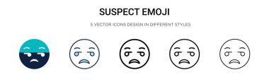 Şüpheli emoji ikonu dolu, ince çizgi, özet ve vuruş stili. İki renkli ve siyah şüpheli emoji vektör simgesi tasarımı mobil, ui, web için kullanılabilir