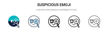 Şüpheli emoji simgesi dolu, ince çizgi, özet ve vuruş stili. Mobil, ui, web için iki renkli ve siyah emoji vektör simgesi tasarımı kullanılabilir