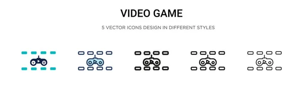 Videospel Ikonen Fylld Tunn Linje Kontur Och Stroke Stil Vektor — Stock vektor