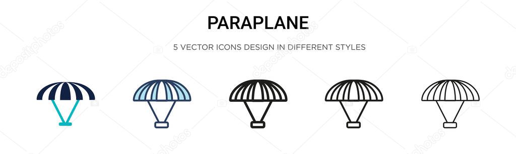 Paraplane icon in filled, thin line, outline and stroke style. Vector illustration of two colored and black paraplane vector icons designs can be used for mobile, ui, web