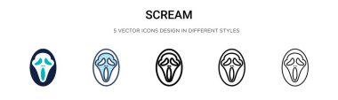Çığlık ikonu dolu, ince çizgi, özet ve vuruş stili. Mobil, ui, web için iki renkli ve siyah çığlık vektör ikonu tasarımı vektör illüstrasyonu kullanılabilir