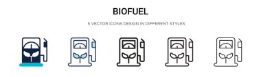 Biyoyakıt ikonu dolu, ince çizgi, özet ve vuruş stili. Mobil, ui, web için iki renkli ve siyah biyoyakıt vektör ikonu tasarımı vektör illüstrasyonu kullanılabilir