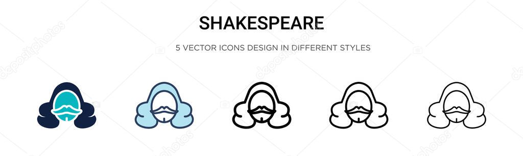 Shakespeare icon in filled, thin line, outline and stroke style. Vector illustration of two colored and black shakespeare vector icons designs can be used for mobile, ui, web
