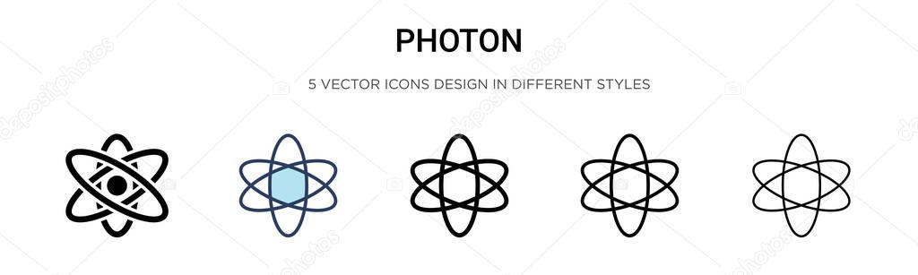 Photon icon in filled, thin line, outline and stroke style. Vector illustration of two colored and black photon vector icons designs can be used for mobile, ui, web