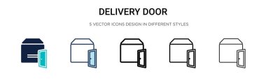 Teslimat kapısı simgesi dolu, ince çizgi, özet ve vuruş stili. İki renkli ve siyah dağıtım kapısı vektör ikonu tasarımı mobil, ui, web için kullanılabilir
